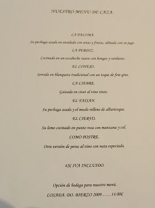 torruca menu caza menu