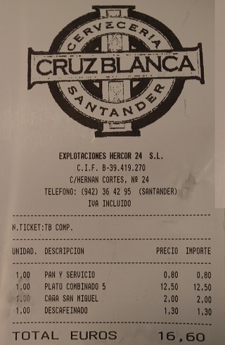 Santander Cerveceria Cruz Balnca
