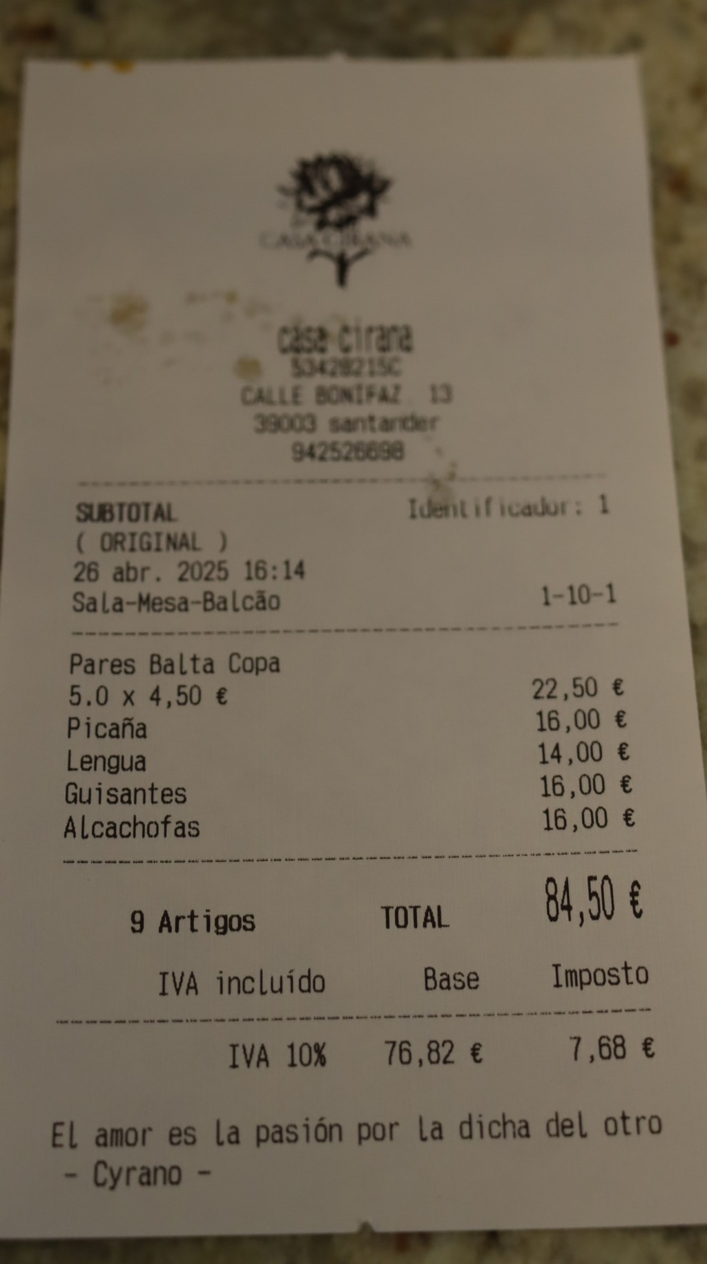 Factura Casa Cirana
