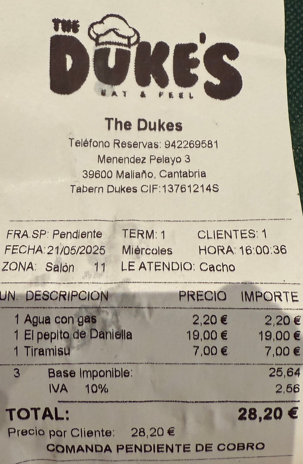 El bocadillo gourmet factura