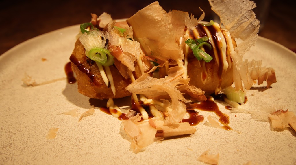 Takoyaki de gambas al ajillo